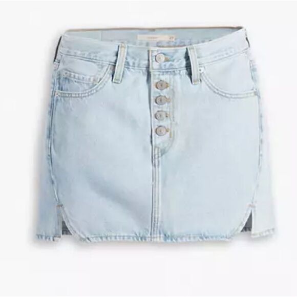 Levi’s NWT Twisted Icon Mini Demin Skirt in Mister Twister Blue Size 29 - Picture 6 of 9